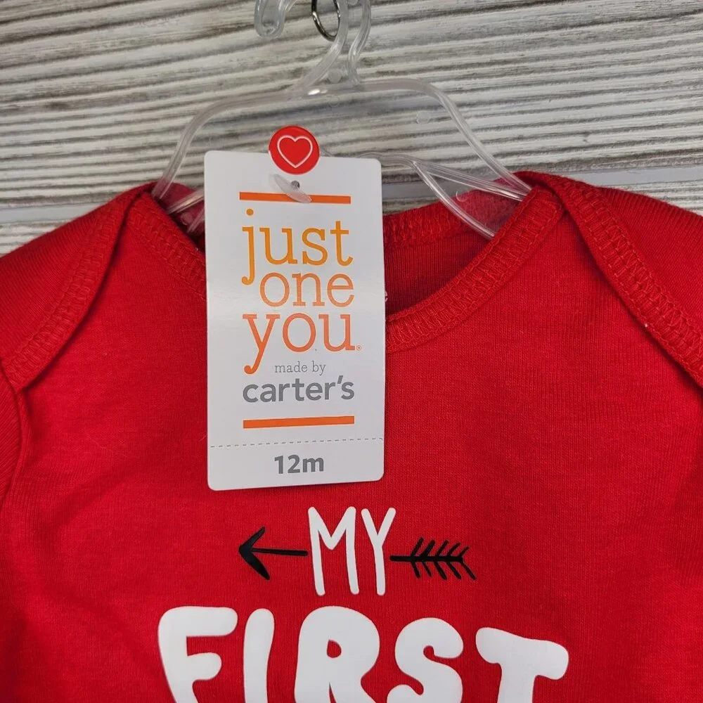 My First Valentines Day Baby‎ Bodysuit 12M Just One You Carters Red Long Sleeve